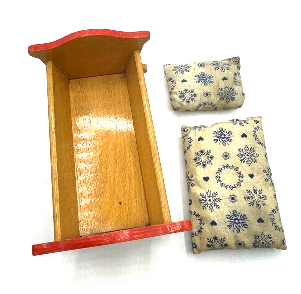 Alte Puppenwiege Puppenbettchen Wiege für Puppe aus Holz 50erJ L 21,5 cm gepfl.4