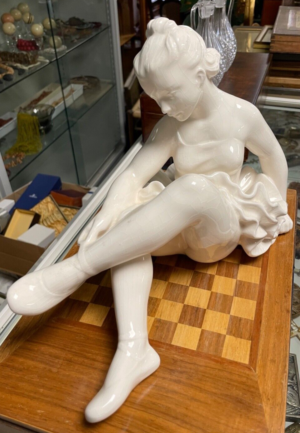 Dachbodenfund gr. alte Keramik Ballerina Figur Ballett Tänzerin anmutige Plastik4