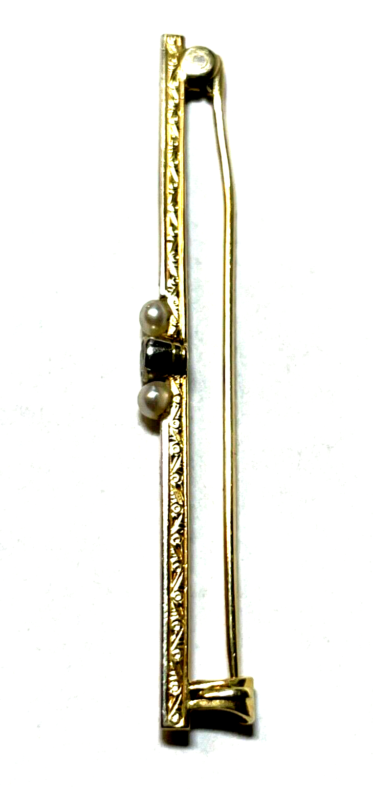 Art Déco 585 Gold 14 K Gold Brosche Nadel Stabbrosche 1 Brillant 2x Orientperle7