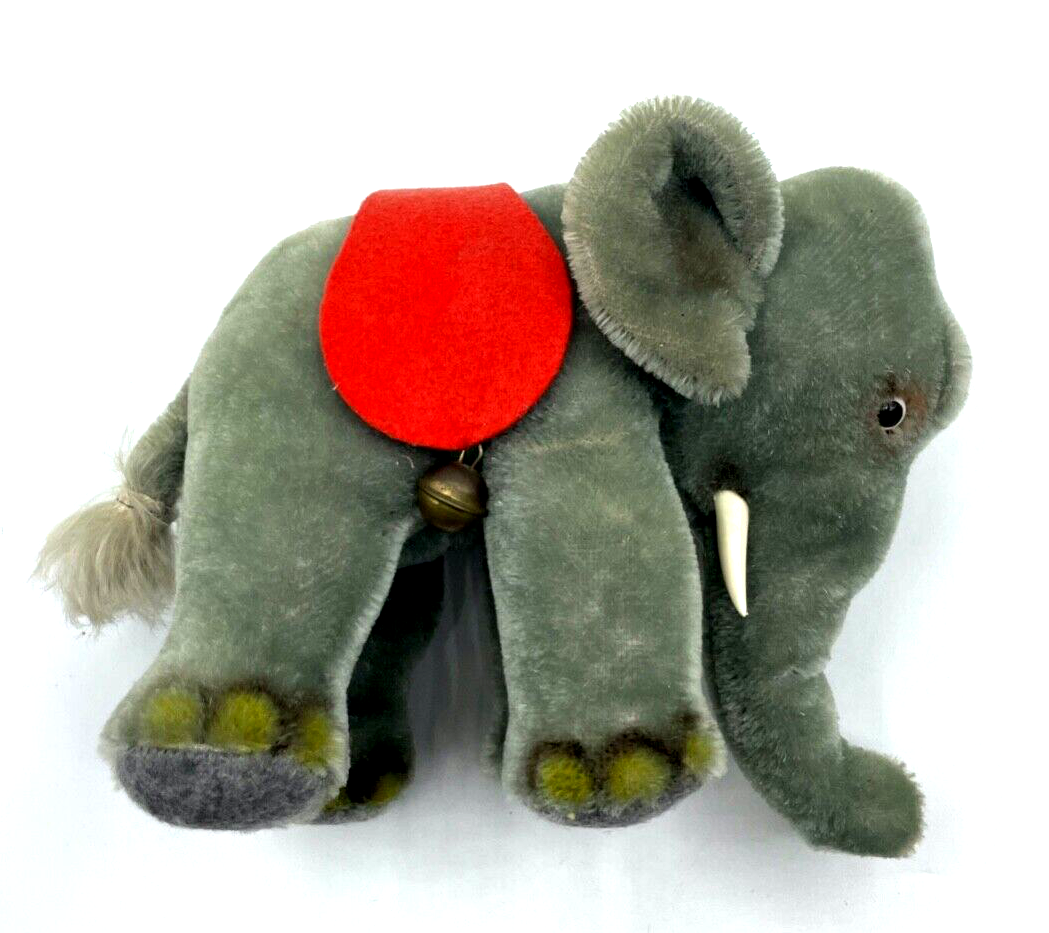 Großer Steiff Elefant Zirkuselefant mit Sattel Knopf Glöckchen H 16 cm L 22 cm11
