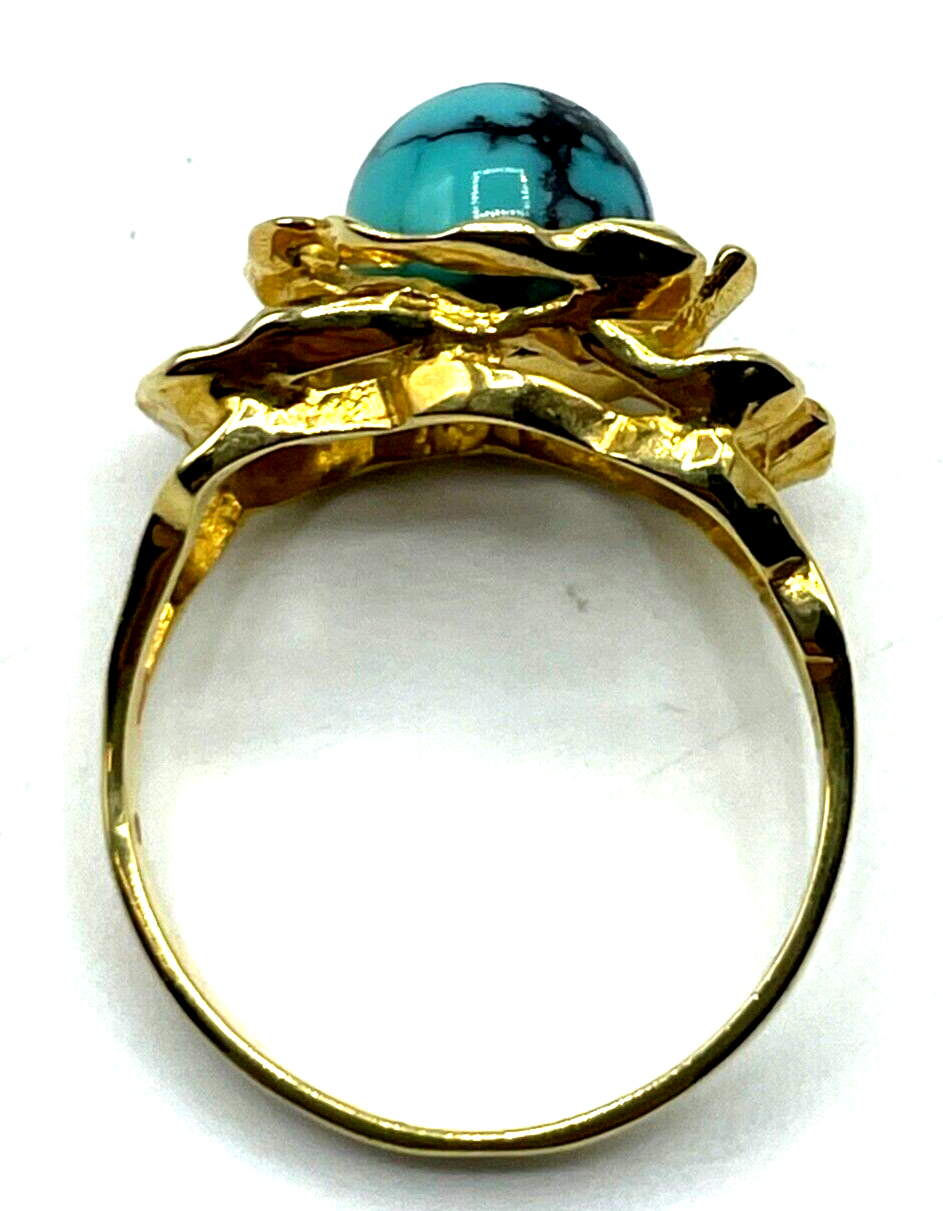 375 Gold 9 K Ring Türkis Perle sehr schöne Fassung Ø 19 mm RG 60 Juwelier solide5