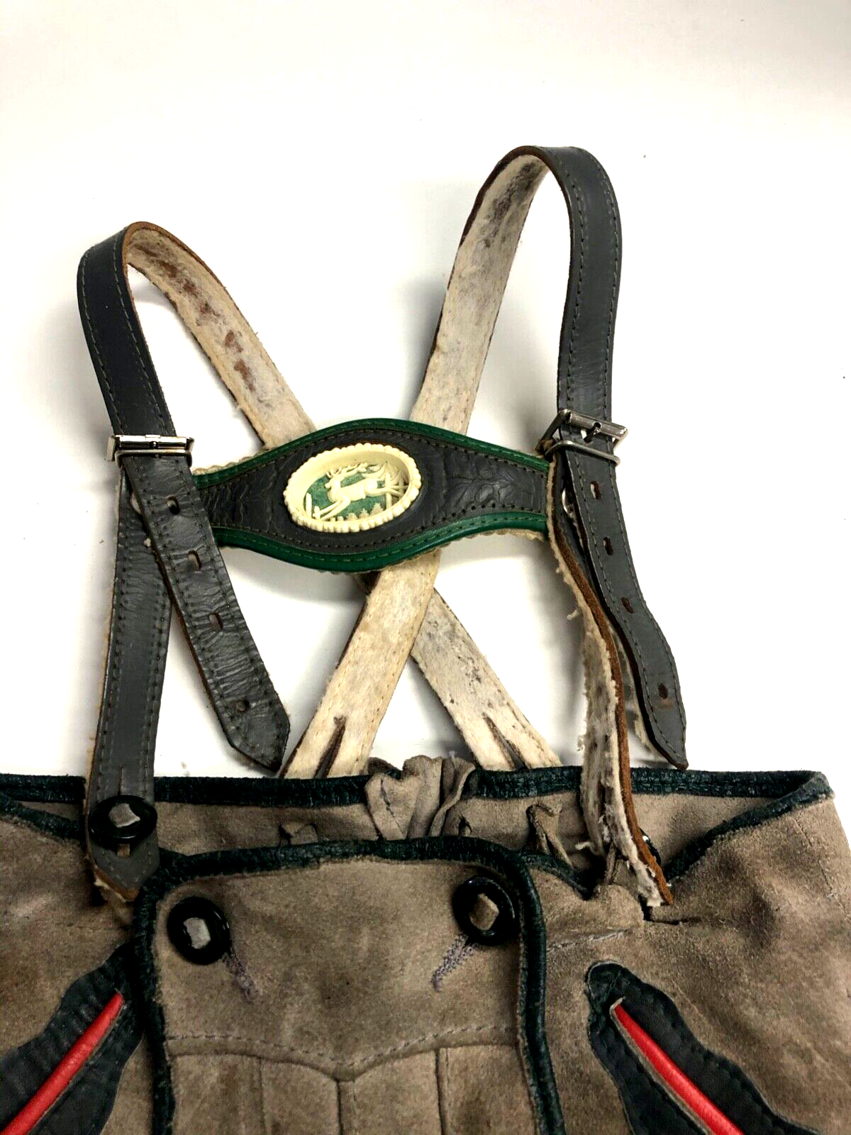 Vintage Knaben Lederhose gebraucht rustikal auch hübsche Deko Handarbeit s. Text1