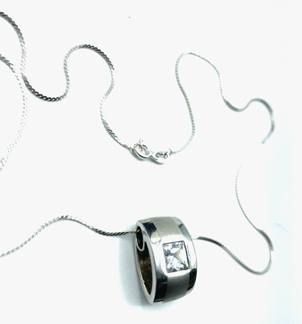 45 cm lange 925 Silber Halskette mit massivem Bergkristall Anhänger modern4