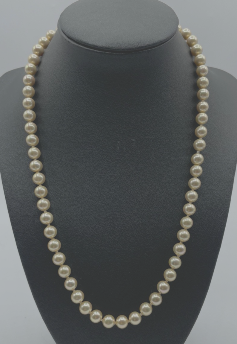 Mallorca Perlen Kette mit 925 Silber Schliesse vergoldet gepfl. L 50 cm Ø 7 mm0