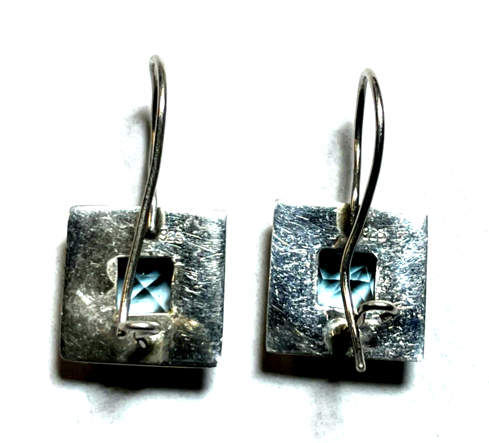 Moderne 925 Silber Ohrringe Ohrhänger mit echtem Blautopas L 25 B 12 mm gepflegt2
