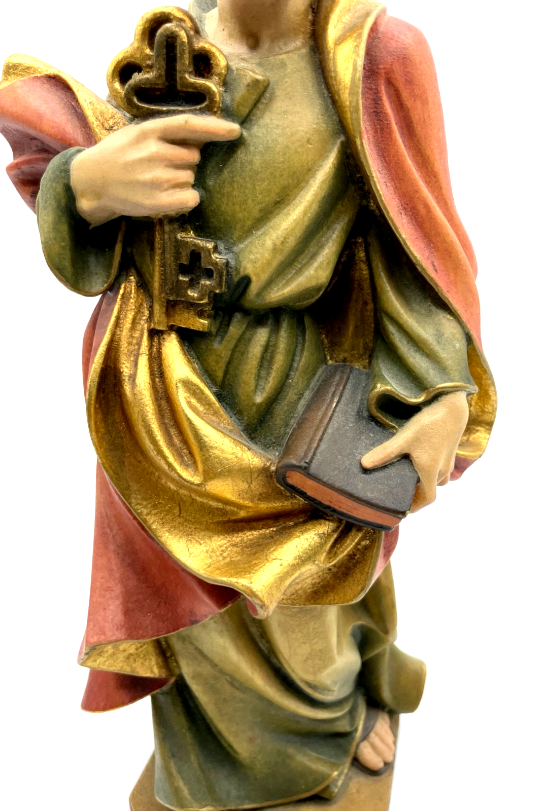 Vintage by OTCO Designer Woodcarving Holzfigur Petrus farbig gefasst H 29,5 cm2