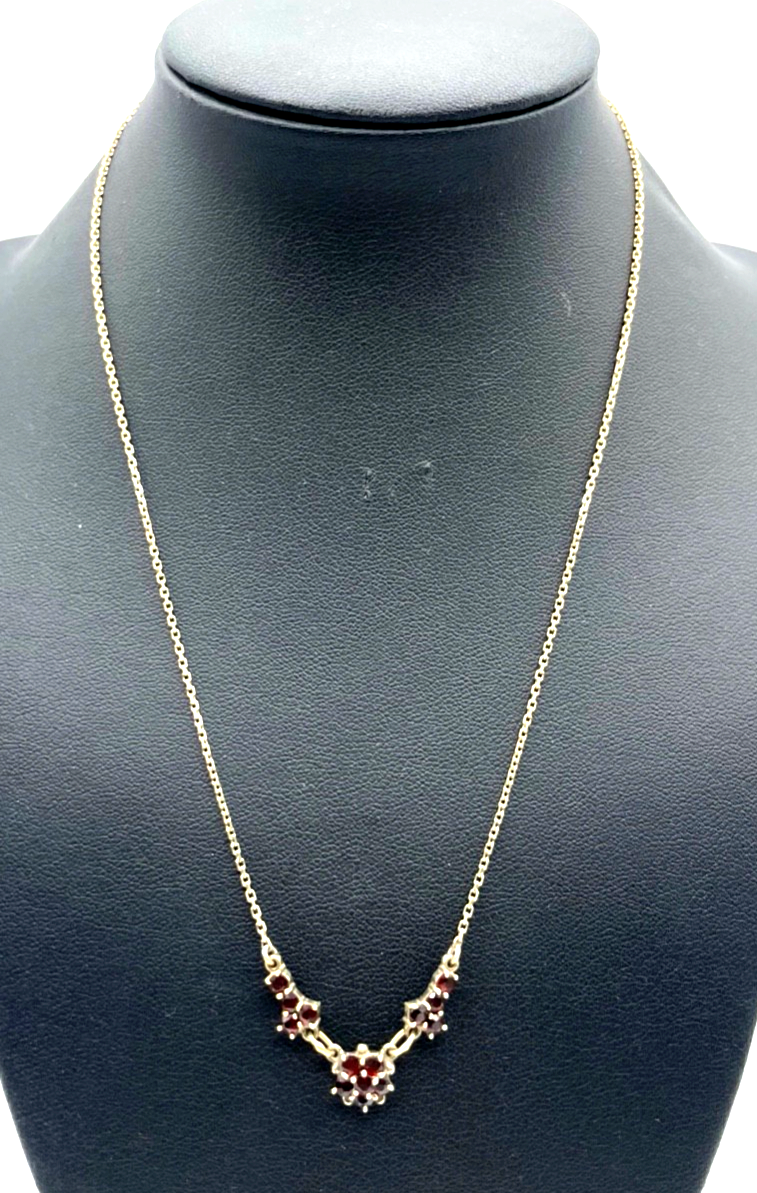 Antik attraktives 333 Gold 8 K Granat Collier Halskette L 42 cm1