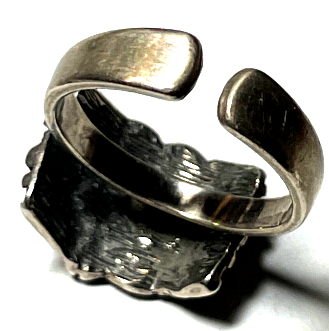 Brutalist Modernist 70erJ Silber Ring TEKA Design offene Ringschiene Handarbeit5