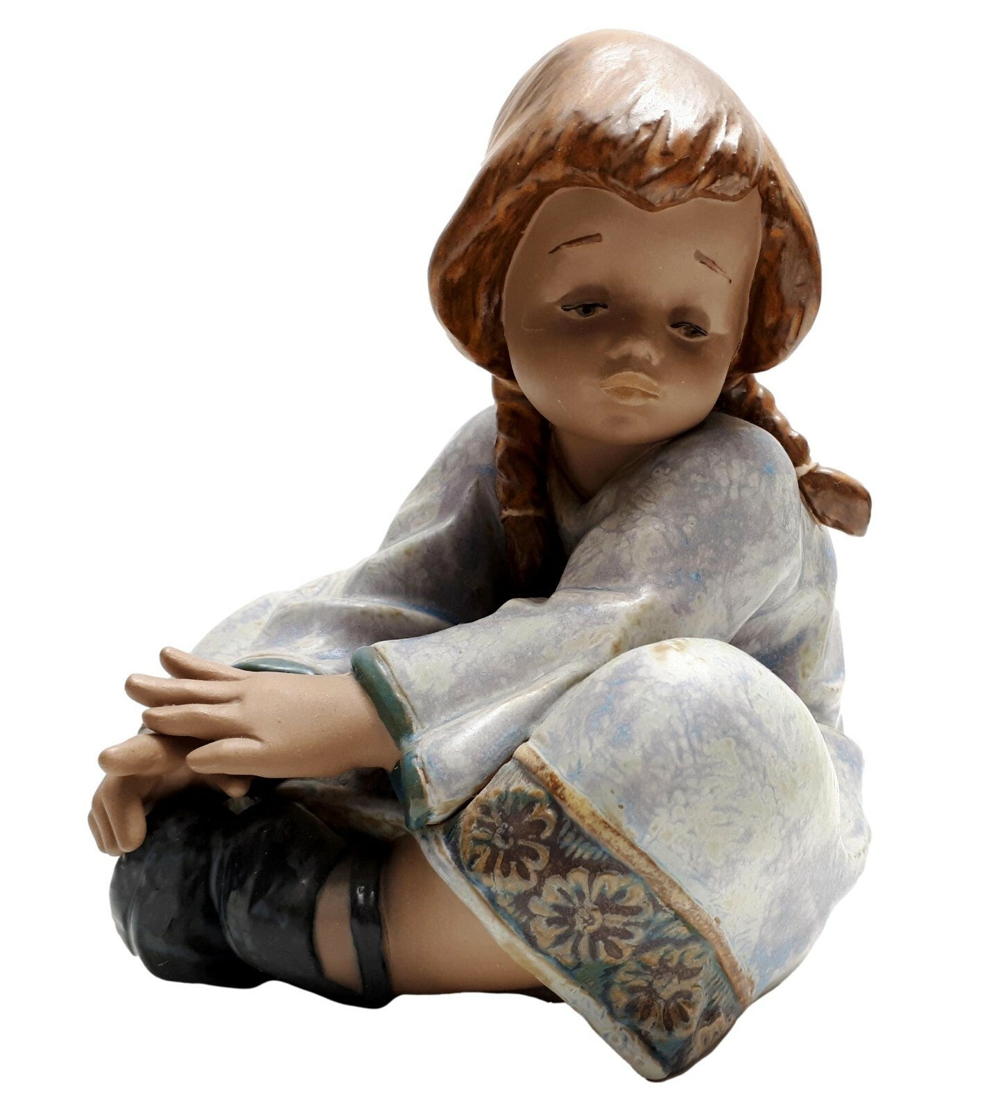 Lladro Figur - Nr.2210 - 'sitzendes Mädchen' - Keramik - polychrome Bemalung1