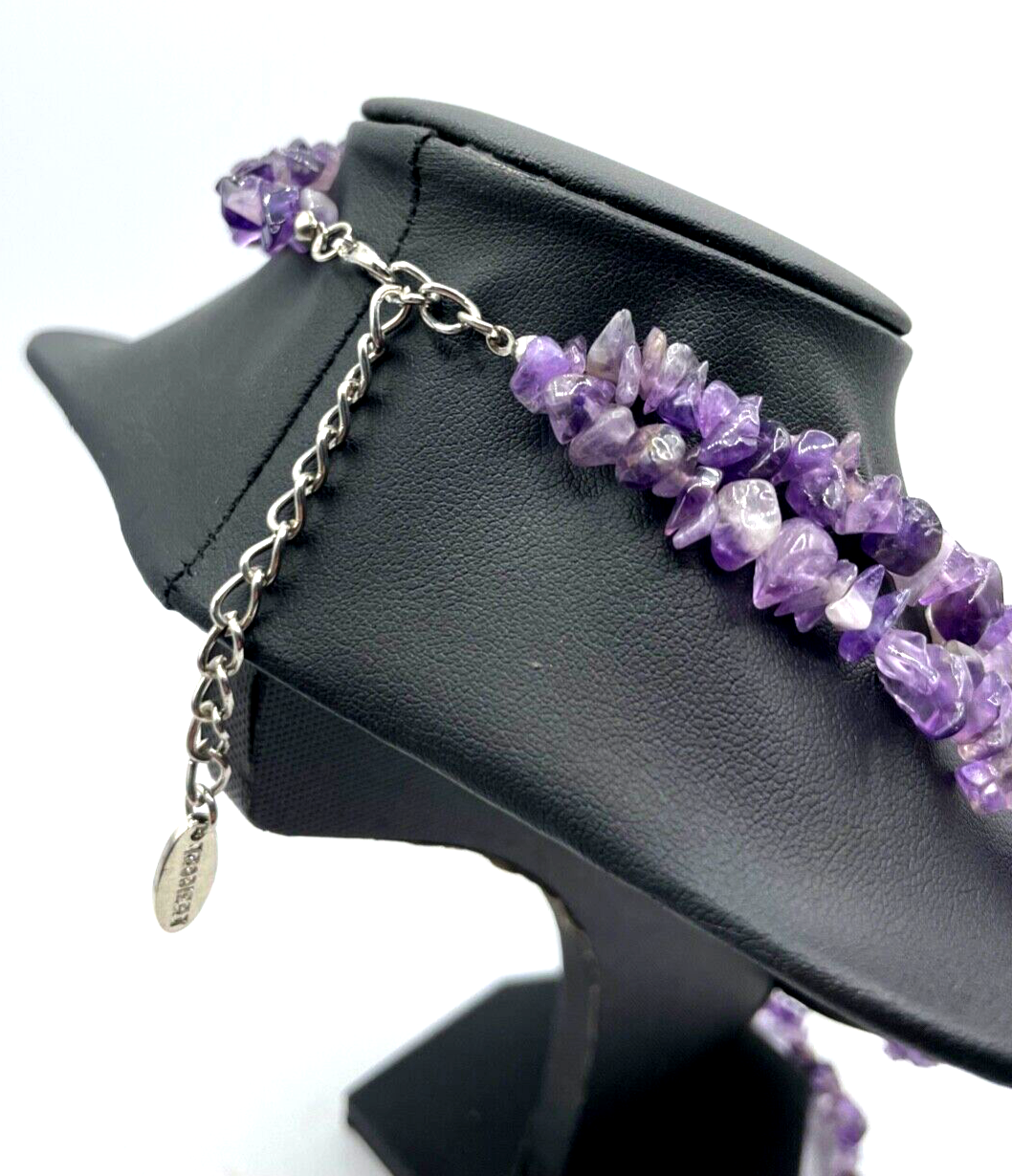 RODIER Mode Label natürliche Amethyst Kette Edelstein Splitterkette mehrreihig6