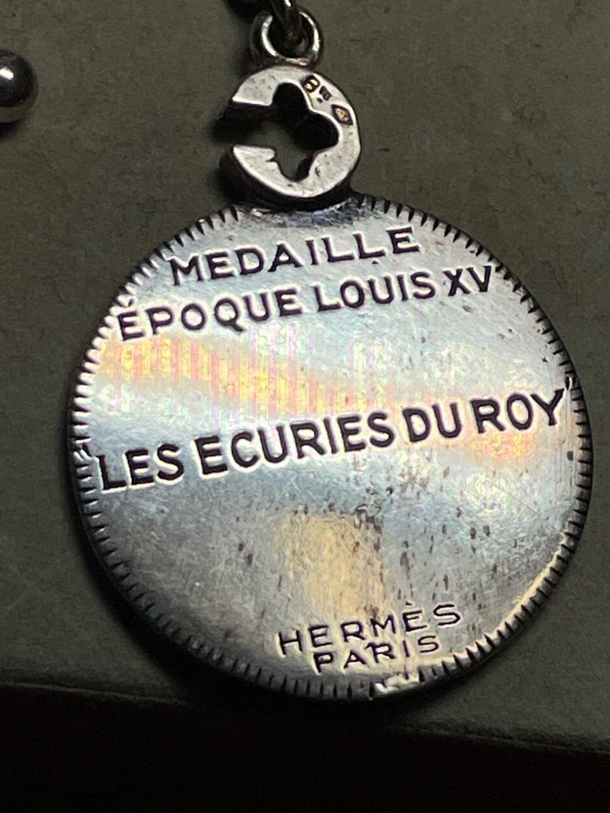 Antik Hermès Schlüsselanhänger Silber orig Schatulle Medaille Les Ecuries Du Roy6