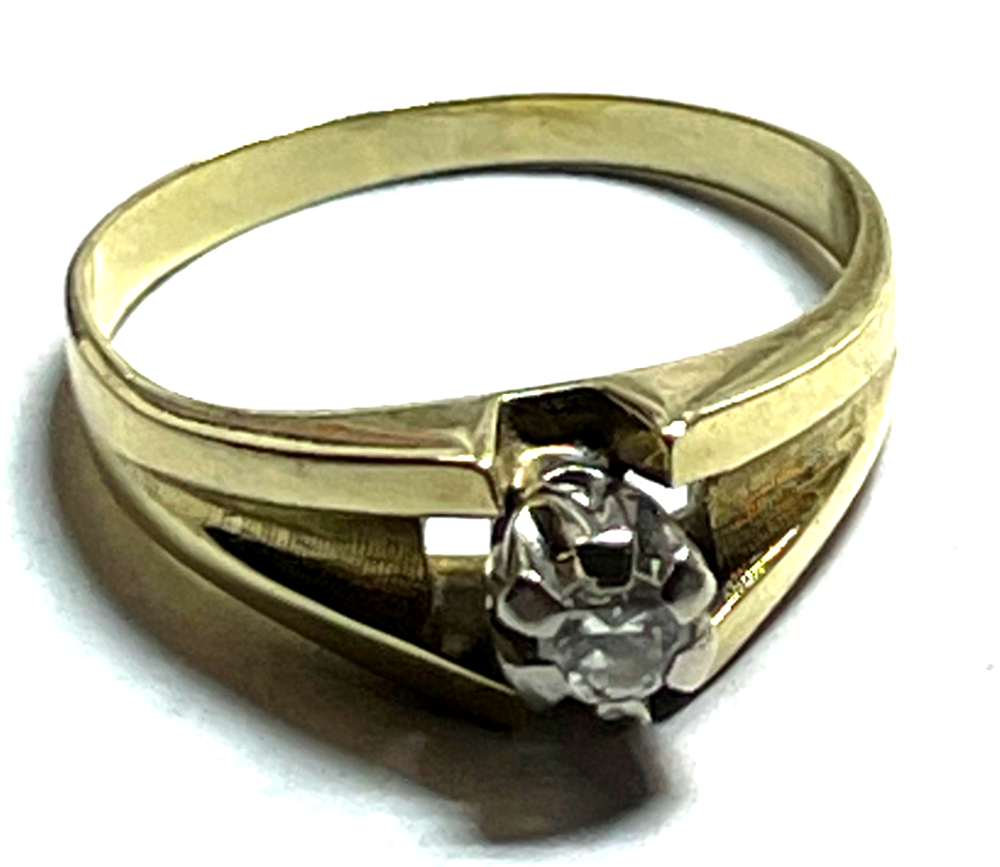 585 Gold 14 K Gelbgold Ring Vorsteckring Brillant 0,1 ct Ø 18,5 mm RG 58 gepf6