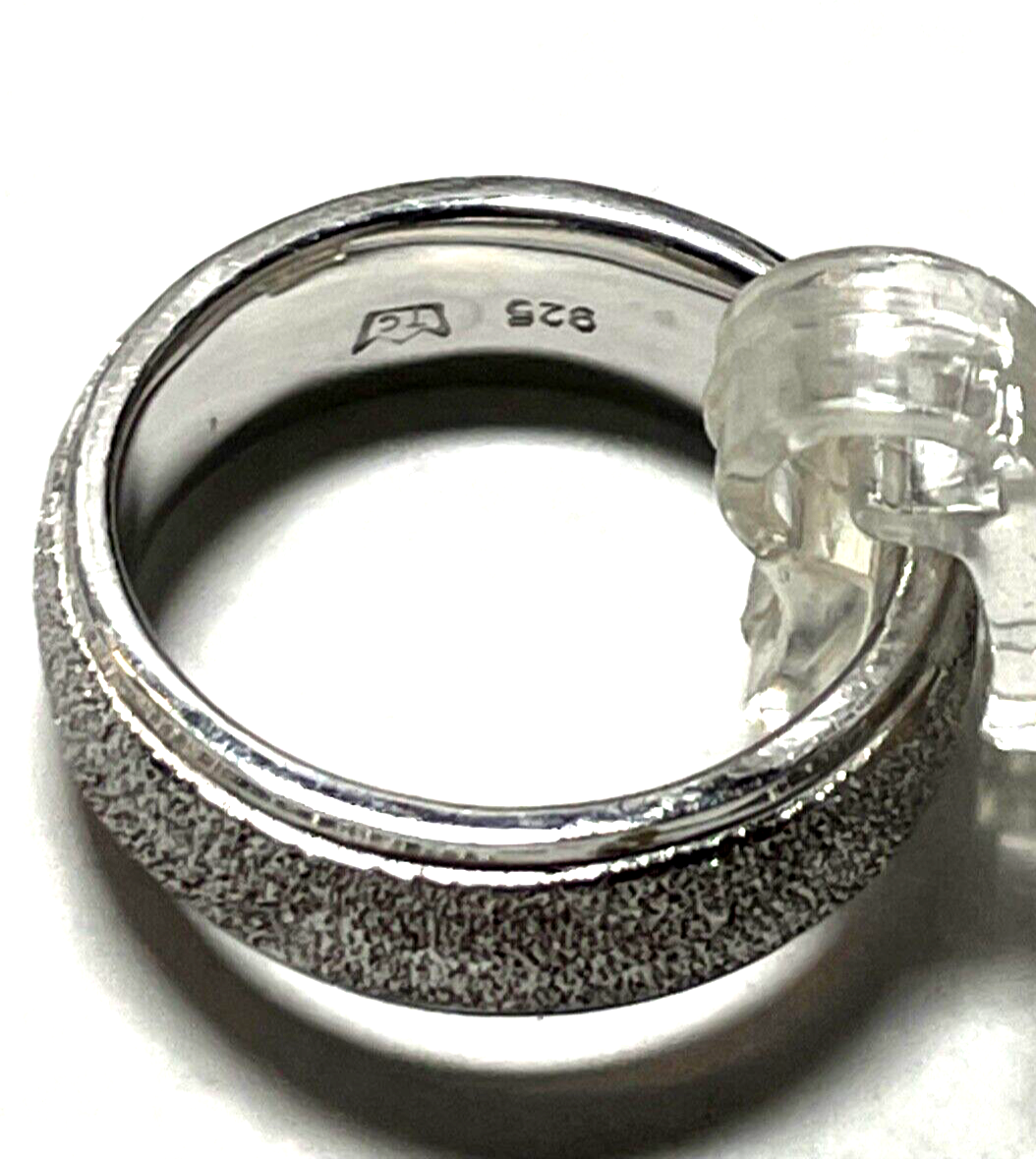 Aparter unisex Bandring 925 Silber Ring mit Struktur Oberfläche Ø 19 mm RG 604