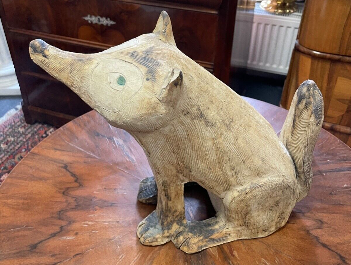 Gr. attraktive Künstler Keramik Figur Fuchs von Gloria Maliarik Skulptur Rarität13