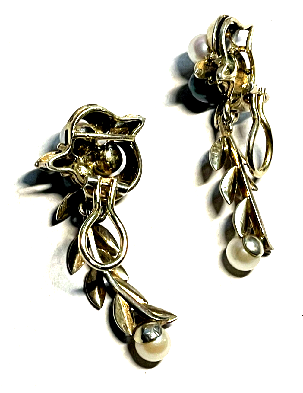 Stattlich elegante 925 Silber vergoldete Ohrringe Ohrclips Clips 8x Akoya Perle5