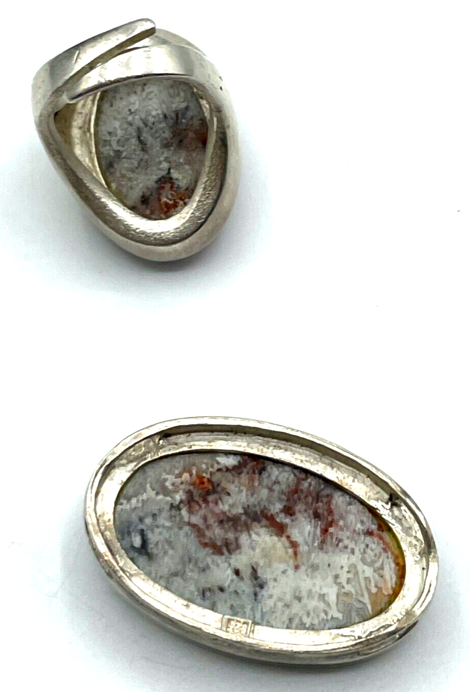 Vintage Designer Set 925 Silber Ring + Anhänger Jaspis massiv Handarbeit2