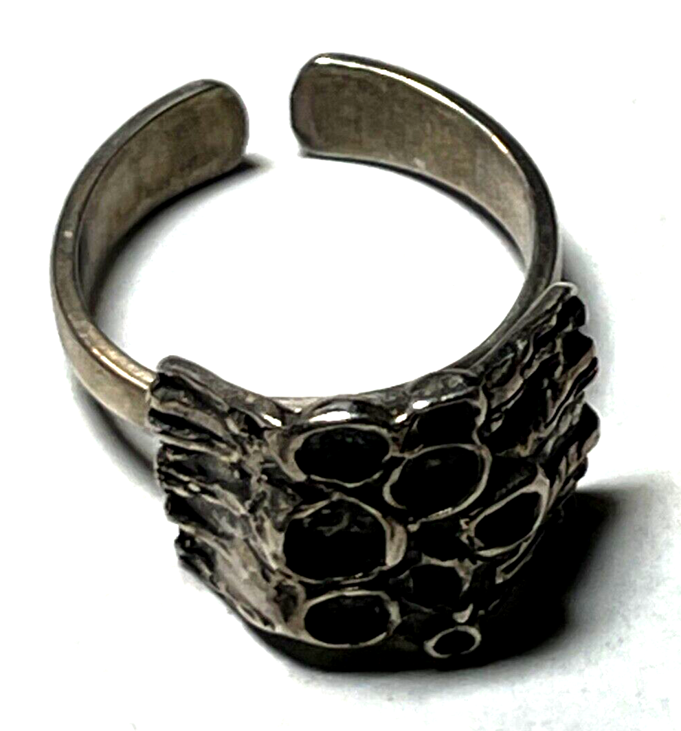 Brutalist Modernist 70erJ Silber Ring TEKA Design offene Ringschiene Handarbeit7