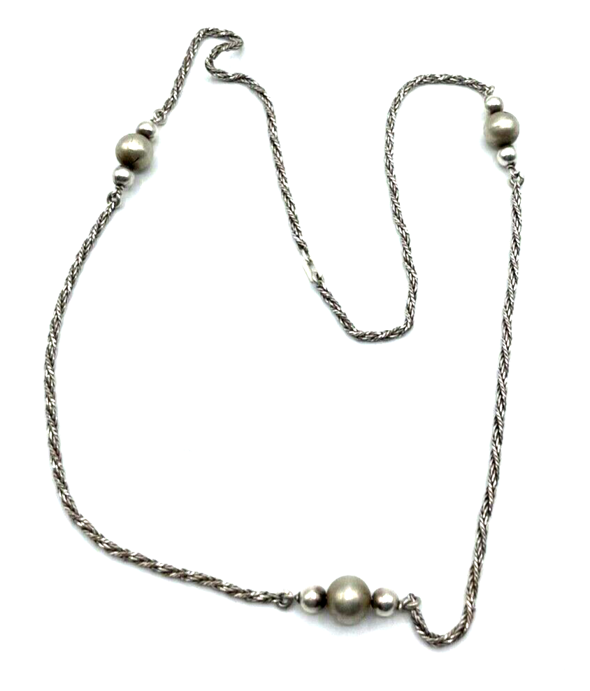 Vintage 800 Silber Kette gedreht + Kugel Design Italy 70erJ L 65 cm 20 Gramm3